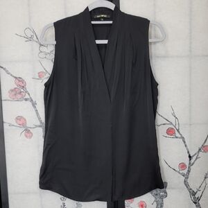 Kobi Halperin Mila sleeveless V-neck silk georgette blouse in black Size Small